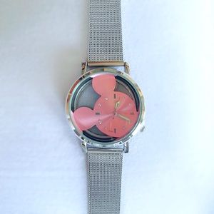 Mickey Mouse see through watch pink silver metal Disney shiny DisneyLand